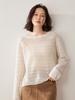 2026 Outono e Inverno Novo Camiseta Básica de Tricô de Cashmere Cor Sólida Gola Redonda Vazado Moda Pulôver Solto Top Feminino