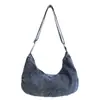 Bolsa Jeans Lavada Casual Estilo Coreano, Bolsa Tote de Grande Capacidade para Mulheres, Nova Moda Primavera 2026 Bolsa de Ombro