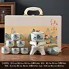 Conjunto de chá automático com paisagem em pintura a tinta, bule de kung fu de cerâmica e xícara de chá para preparar chá, um gadget conveniente para fazer chá, presente