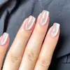 10 Peças de Adesivos Codificados para Manicure Olho de Gato, Unhas Postiças Cor Sólida Rosa Suave Estrela, Unhas Wearable Feitas à Mão de Alto Padrão Puro Desejo