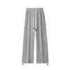 Calças Casuais Verticais Listradas em Preto e Branco Estilo Chanel para Homens, de Perna Reta, com Caimento Solto para Outono, de Perna Larga, Comprimento até o Chão, para Exportação