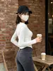 Camiseta polo de manga curta e longa para mulheres, outono e inverno, justa ao corpo, sexy, com barra em U, camisa básica de ombro normal para jovens
