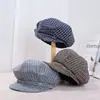 Gorra Octagonal Rayada Estilo Coreano, Gorra de Repartidor Tridimensional, Boina Artística Versátil para Primavera y Verano, Gorra de Pico Estilo Nuevo