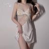 Guiruochun quer tentação renda bordado sexy profundo decote em v cruz costas nuas camisola feminina roupas de casa terno 1488