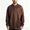 Camiseta interior térmica de manga larga para hombre con cuello Henry para otoño e invierno, camiseta de botones holgada con cuello alto, al por mayor en stock para hombre, múltiples colores
