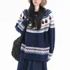 Suéter Jacquard Fair Isle Retro Americano para Mujer, Diseño Otoño e Invierno, Tejido Suelto y Suave, Top de Estilo Perezoso