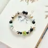 Jingdezhen cerâmica joia tornozeleira pulseira de anel único estudante feminino presente pulseira fofa tecida à mão