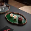 Sala de Chá Doméstica Bandeja de Lanches de Frutas Armazenamento Bandeja de Chá Estilo Japonês Bandeja de Chá de Vidro Flor Begônia Prato de Frutas Bandeja de Chá de Bambu