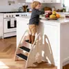 Mesa y Silla de Madera Maciza Transfronteriza Montessori para Destete Muebles Infantiles Taburete Escalón para Niños Pequeños Taburete Infantil Torre de Aprendizaje