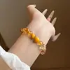 Little Treasury Pulsera de Cuarzo Rutilado Amarillo Natural Ojo de Tigre Cuarzo Rutilado Dorado para Mujer Multigema Cristal Natural Estilo Versátil