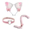 Orelhas de gato Sino acessórios de cabelo Cos tiara de cabelo de gato coleira rabo de gato conjunto acessórios de tiara para festa de Halloween