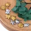 Colgante de Acero Inoxidable Chapado Eléctricamente en Oro de 18K Corazón Casa de Bolsillo Elemento Marino Material para Pulsera Collar Pendientes DIY