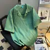 Camisa Listrada Casual Versátil para Homens, Marca Moderna de Manga Curta, Estilo Simples de Hong Kong, Moda Japonesa, Bermudas Leves de Praia