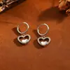 Pendientes versátiles tridimensionales con forma de corazón y incrustaciones de diamantes, europeos y americanos, transfronterizos, para mujer, ganchos de oreja con colgante de cobre, multiestilo, lujo ligero