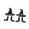 Halloween Sombrero de Bruja Maligna Botas Diseño Aretes Colgantes Negros Estilo Gótico Antiguo Festival de Fantasmas Joyería para Orejas