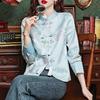 Nuevo Chaleco Fino Bordado con Cuello Alto Estilo Chinoiserie para Mujer Primavera 2024 Nuevo Top Cheongsam de Satén Estilo Chinoiserie Camisa Pequeña