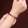 Pulsera de Cinabrio Año de la Serpiente 2025 Pulsera de Cuentas Doradas de los Doce Zodiacos para el Año de Nacimiento de la Mujer Joyería Chapada en Oro Regalo