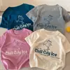 Camiseta de Manga Corta para Niños 2026 Algodón Puro Verano Retro Estilo Coreano Estampado de Letras Casual Unisex Holgada Versátil Top para Niños