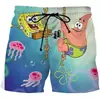 Shorts Bob Esponja estampa digital 3D shorts de verão calça de praia unissex casual e-commerce transfronteiriço 202626