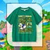 Camiseta Infantil de Manga Curta de Zumbi do Minecraft para Meninos e Meninas, Verão, Algodão Puro, Desenho Animado, Estilosa, Versátil