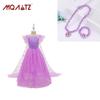 Fornecimento Transfronteiriço Novo Modelo Vestido de Princesa Elsa Frozen com Capa de Floco de Neve de Paetês Crianças