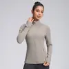 Define chaqueta de yoga para mujer, con cremallera, de manga larga, tejido cepillado, cuello alto, elástica, corte ajustado, top deportivo de yoga