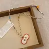 Collar con Cuerda Trenzada y Colgante de Manzana de Cerámica de Colores Dopamina para Mujer, Cadena Larga de Suéter con Dibujos Animados Lindos, Accesorio para el Cuello