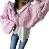Chaqueta Cárdigan Tejida con Capucha y Patrón de Cáñamo para Mujer Estilo Perezoso Holgado Retro Coreano Suéter Corto de Cremallera con Mangas de Murciélago
