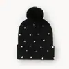 Sombreros Transfronterizos de Nuevo Otoño e Invierno para Mujer Remache Punk Bola de Pelo Sombrero de Lana Bola de Pelo Ocio al Aire Libre Cálido Sombrero de Punto