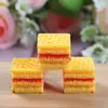 Resina simulação comida brincar quadrado sanduíche bolo capa de celular chaveiro grampo acessórios decorativos material diy atacado
