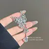 Brincos de Franja Borboleta Full Diamond Brilhante Estilo Socialite para Vestido de Noite Brincos para Traje de Noiva