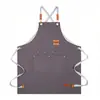 Delantal Impermeable de Lona para Comercio Exterior Transfronterizo con Etiqueta para Supermercado, Cocina, Uso Doméstico, Resistente a Manchas, Resistente al Desgaste, Ropa de Trabajo, Delantal de Longitud Extendida al por Mayor