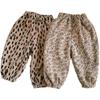 Otoño e Invierno 2024 Niños y Niñas Corea del Sur Pana con Forro de Felpa Pantalones Casuales Estampado de Leopardo Ropa Exterior Floral Pantalones Harlan