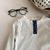 Camiseta de Primavera y Otoño para Mujer y Niña, Ropa Infantil de Estilo Occidental para Bebé, Personalidad Infantil a la Moda, Estilo Coreano, Color Mori a Juego, Cuello de Encaje, Camiseta Básica de Celebridad de Internet