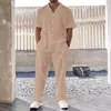 Traje de Commuting Nuevo para Hombre 2024 Camisa Casual de Botones Manga Corta Pantalones Largos Tendencia de Salida para Hombre