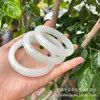 Pulsera de Jade Natural Tianshan de Xinjiang, Transparente como el Hielo con Diseños Florales e Incrustaciones Verdes, Pulsera Plana de Jade para Mujer, Directamente de la Fábrica de Origen, Joyería Decorativa de Jade
