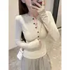 Atacado Transfronteiriço Outono e Inverno 300g Cashmere Escovado Interno Quente Elegante Gola Meia Aberta Manga Longa Camiseta Tops Femininos