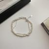 Pulseira colar enrolado em prata de lei S925 corrente de areia flash brilhante pulseira de corrente de pérolas dupla camada elegante francesa