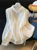 Camisa de renda com detalhes de fita para mulheres, novo estilo de outono, look super popular, top elegante para o trabalho