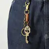 Accesorios para jeans estilo punk, llavero creativo y único, llavero de calavera vintage, colgante de cadena para la cintura de metal