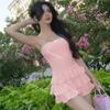 [5 Colores] Nuevo Estilo Coreano Ins Sexy Sin Tirantes Sin Tirantes Pura Deseo Volantes Falda Pastel Cubre Vientre Delgado Traje de Baño Mujer