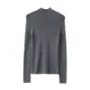 ¡Lana merino! Top de punto de hilo Yangzi sin costuras alemán, cuello medio alto de otoño, capa interior ajustada para mujer