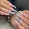 Adesivo de Unha Postiça Longa Colorido Transfronteiriço Personalizado Doce Cool Garota Picante Armadura Feita à Mão Ins Francesa Unhas Postiças
