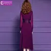 Vestido Roxo Bordado com Renda Feimengyi para Mulheres, Manga Longa, Estilo Francês de Primavera, Elegante e Deslumbrante, Acinturado, Vestido Emagrecedor