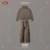BE Ropa para Hombre Otoño Old Money Estilo Lujo Silencioso Sudadera con Capucha Holgada de Hombro Caído y Tejido jaspeado Conjunto de Pantalones Rectos Hombre