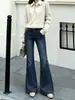 Jeans acampanados de tiro alto con pedrería estilo coreano para mujer, nueva moda otoño/invierno 2026, ajustados, elásticos, con caída, de corte bootcut