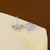 Aretes Originales de Moissanita Individual de 5mm Luz del Atardecer para Mujer, Aretes de Plata de Ley 925 en Forma de Abanico Completamente Diamantados de Alta Gama al por Mayor
