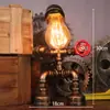 Iluminação Criativa Retro Robô de Tubo de Água Estilo Punk Lâmpada de Mesa de Tubo de Ferro Industrial Presente Decoração para Cafeteria Ornaments