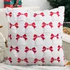 Funda de Cojín Decorativo de Felpa Acolchada Estilo Americano Reno Copo de Nieve Cojín de Sofá Cojín de Respaldo Funda de Cojín Decorativo para Cama