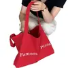 Bolsa Estilo Coreano Ins Bolsa de Lona Vermelha para Mulheres 2026 Nova Bolsa de Ombro de Grande Capacidade Bolsa Tote Estilo Preguiçoso de Verão